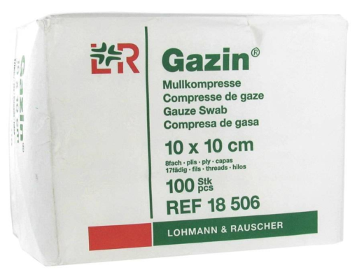COMPRESSE DE GAZE NON STÉRILE GAZIN® 16 plis - 17 fils - L. 10 x l. 10 cm