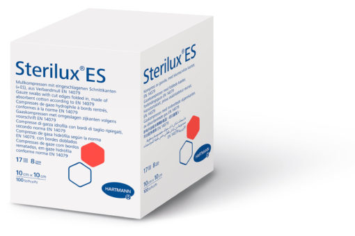 COMPRESSE HARTMANN STÉRILUX® ES STÉRILE - 8 plis - 17 fils 10 x l. 10 cm